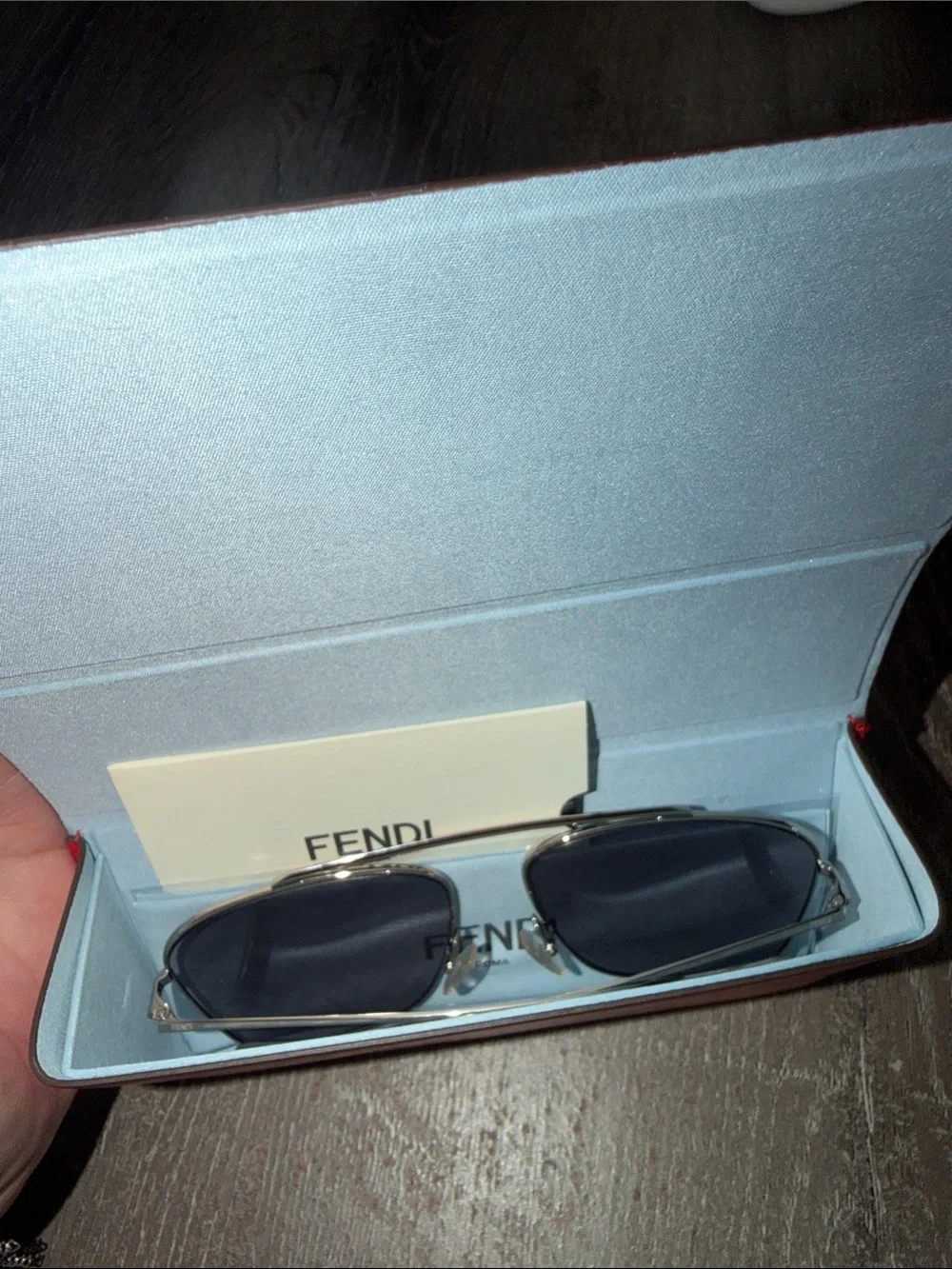 AUTH Fendi Aviator Sunglasses in Silver with Gray Lenses